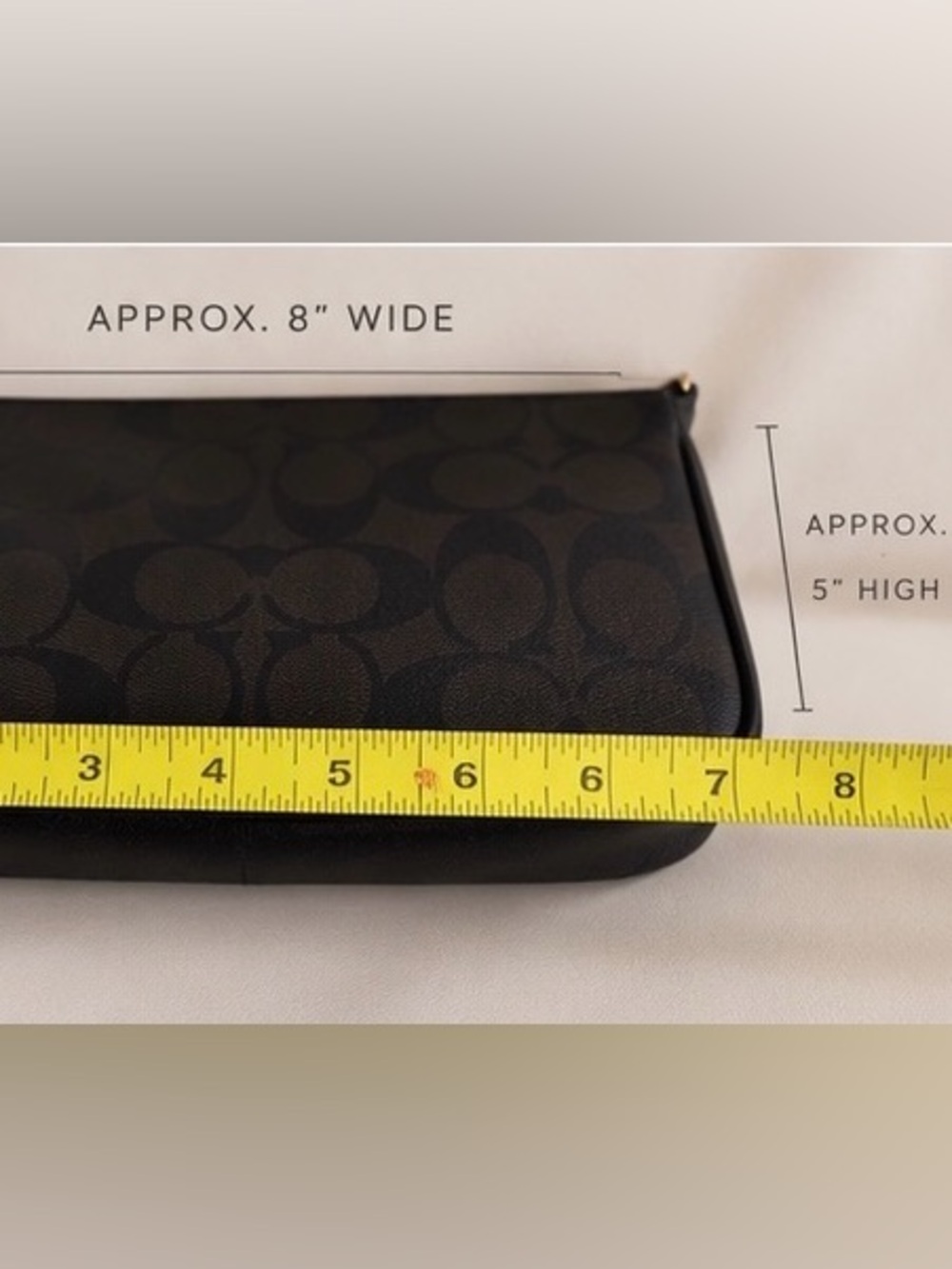 NWOT Coach Signature Brown Black Large Wristlet Clutch Gold Hardware - Picture 8 of 10